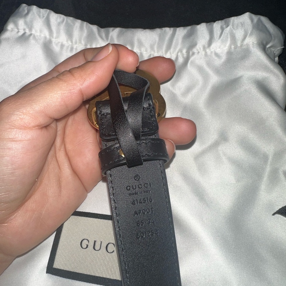Gucci double GG belt in Black leather